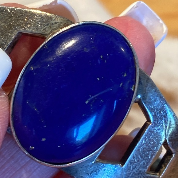 🎉 STERLING SILVER BLUE LAPIS WITH GOLDEN FLECKS CUFF BRACELET ‼️ - Picture 12 of 12